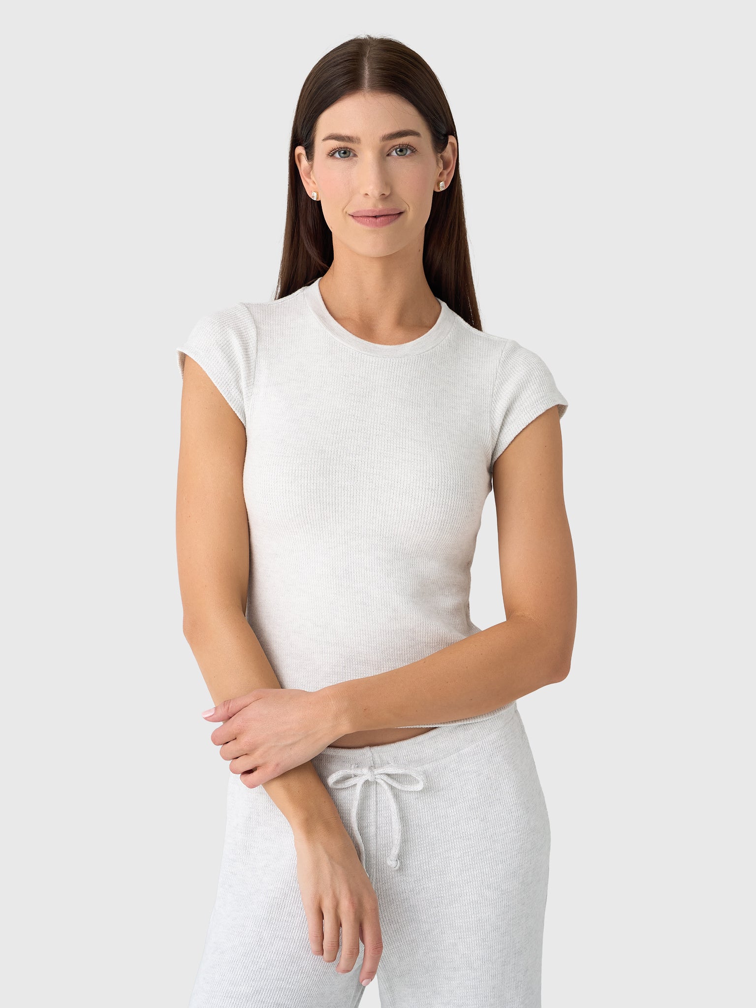 Perfect White Tee Women's Mindy Waffle Knit Tee - Saint Bernard