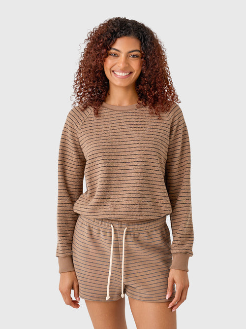 Perfect White Tee Women's Alexi Reverse Striped Sweatshirt