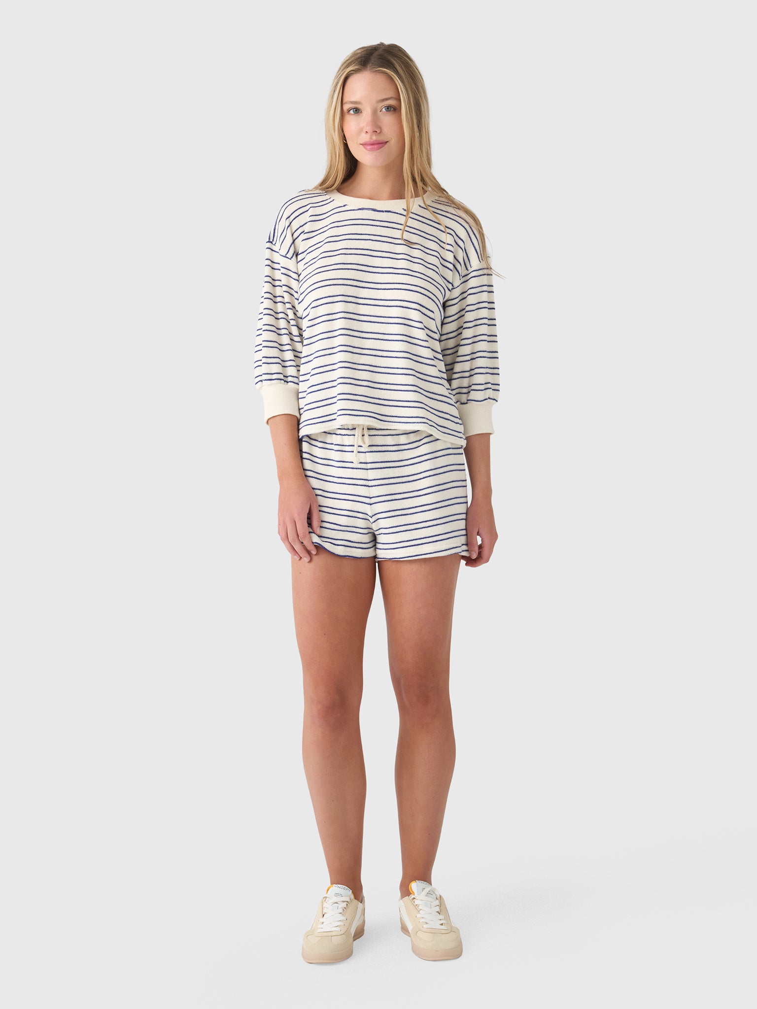 Perfect White Tee Women's Roxy Stripe Terry Sweatshirt - Saint Bernard