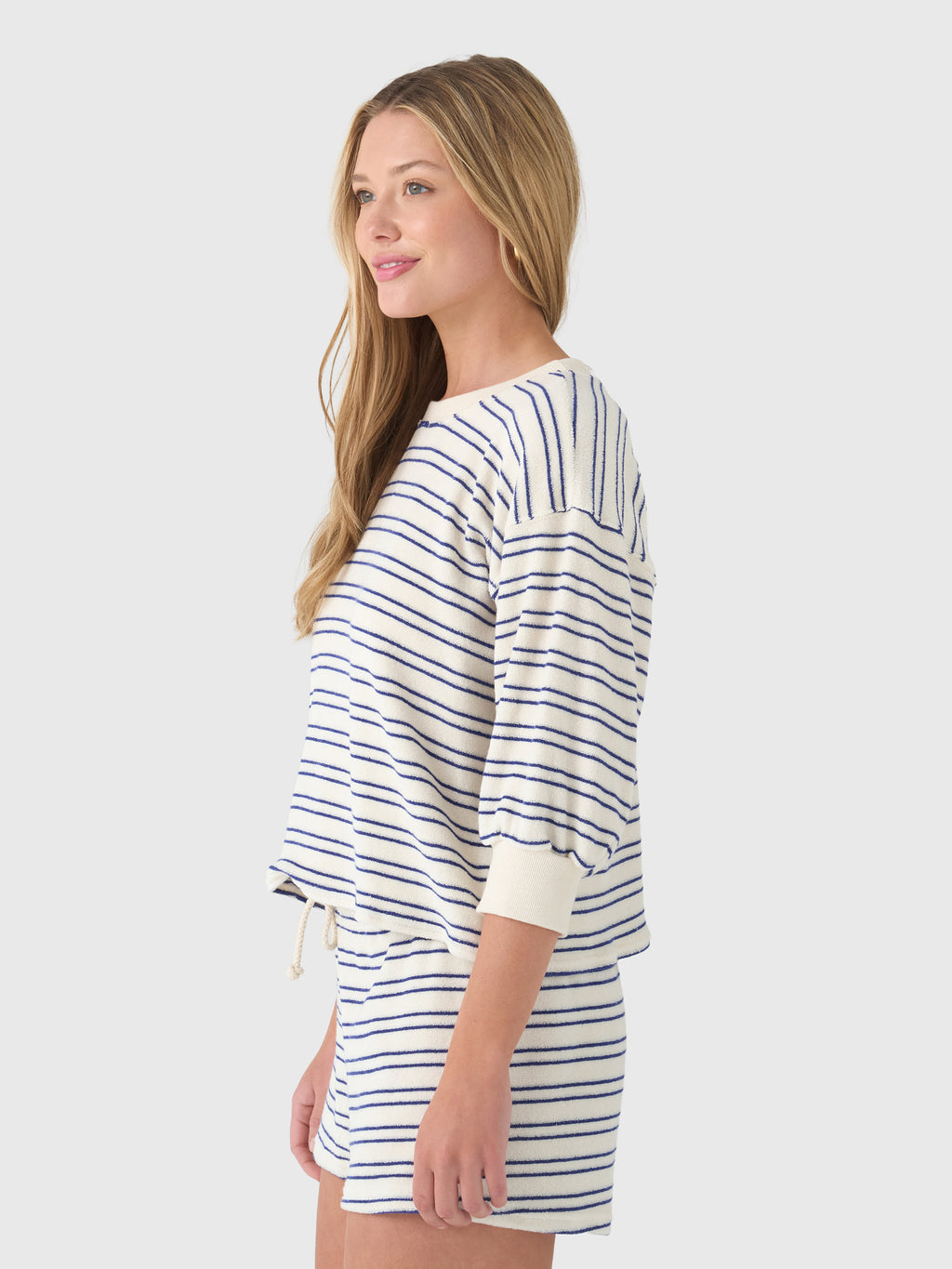 Perfect White Tee Women's Roxy Stripe Terry Sweatshirt - Saint Bernard