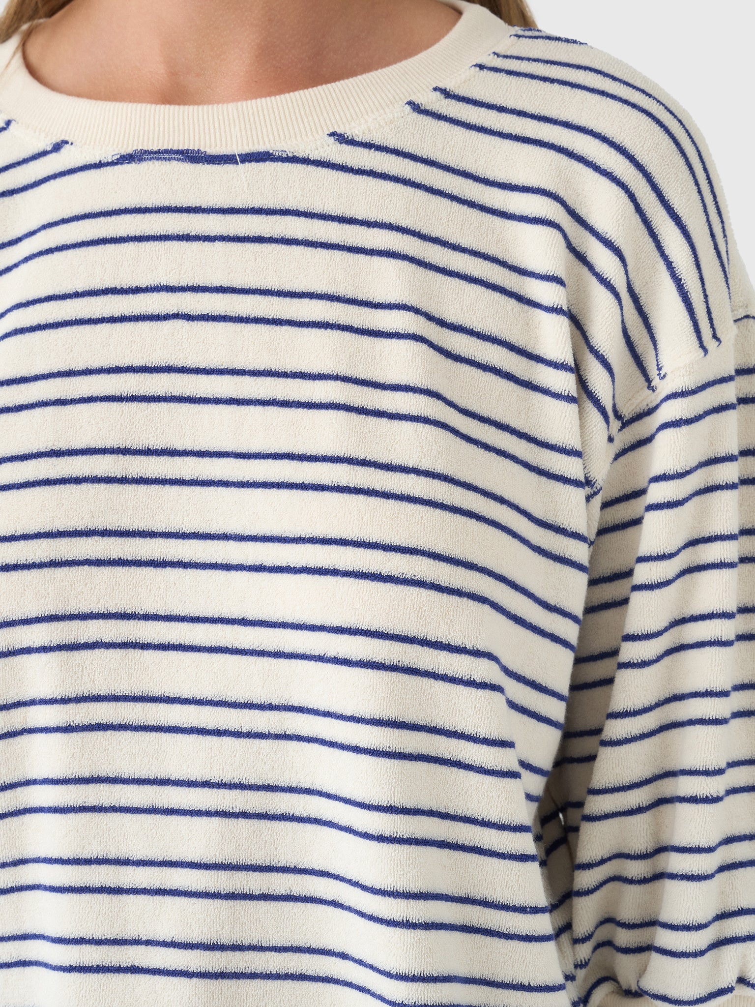 Perfect White Tee Women's Roxy Stripe Terry Sweatshirt - Saint Bernard