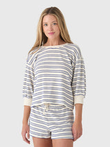 Perfect White Tee Women's Roxy Stripe Terry Sweatshirt - Saint Bernard