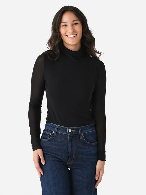 GANNI Women's Mesh Long Sleeve Roll Neck Top