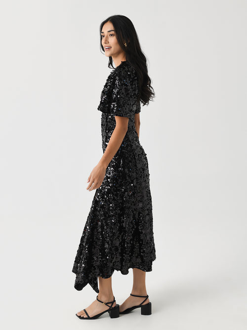 GANNI Women's Velvet Sequins Long Dress