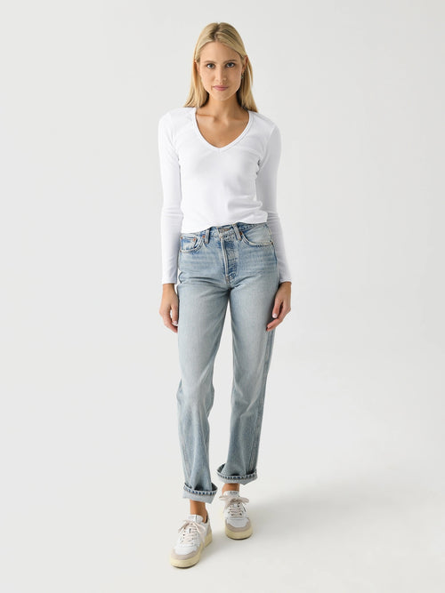 Perfect White Tee Women's Kitt Long Sleeve V-Neck Tee