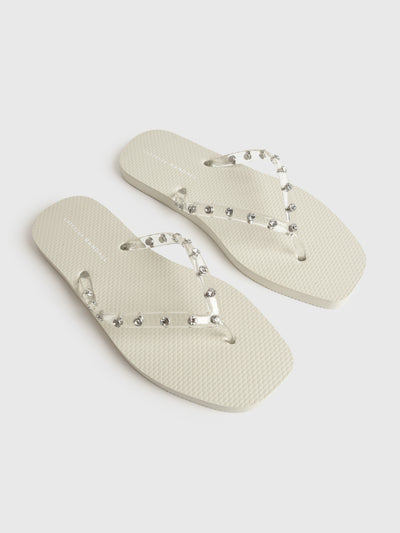 Loeffler Randall Women's Taryn Crystal Jelly Flip Flop - Saint Bernard