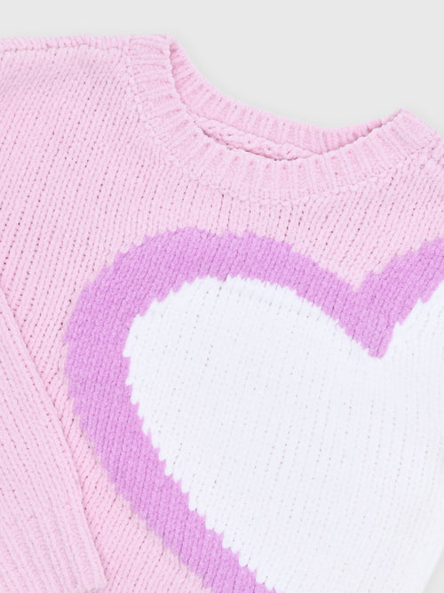 Design History Girls' Oversized Heart Colorblock Sweater - Saint Bernard