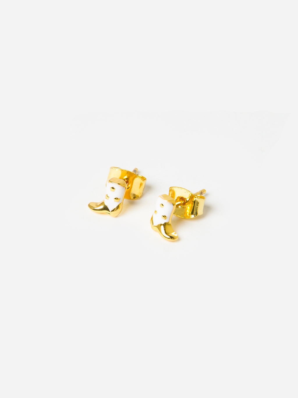 TAI Enamel Cowboy Boot Stud Earrings - Saint Bernard