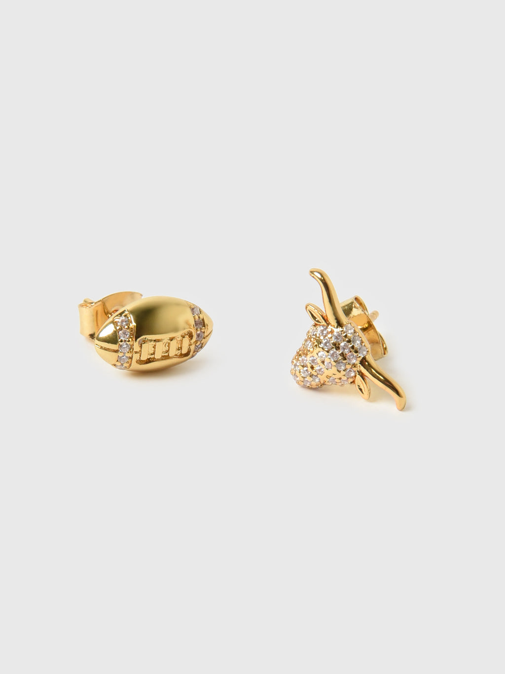 TAI Pavé Football + Ram Stud Earrings - Saint Bernard