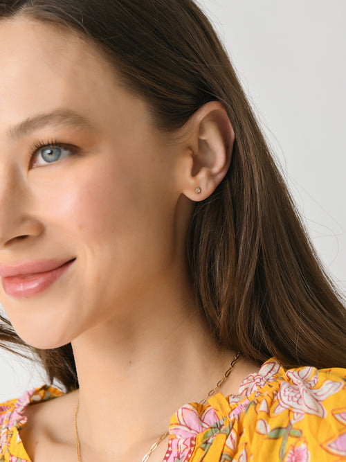 Francie B. Teardrop Bezel Stud Earrings