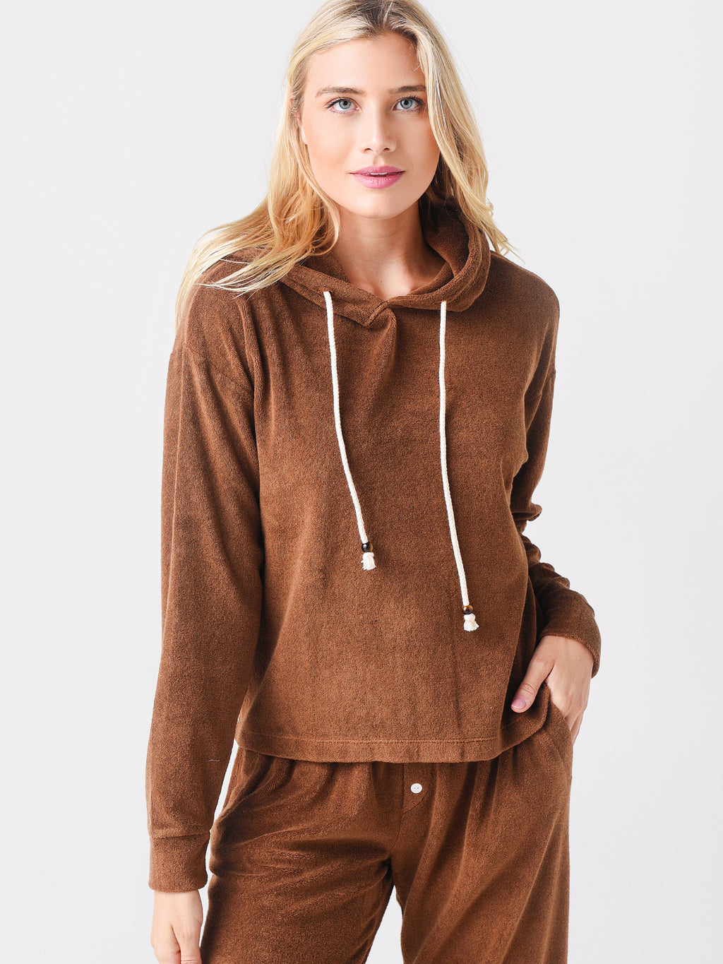 DONNI. Women's Terry Gem Hoodie - Saint Bernard