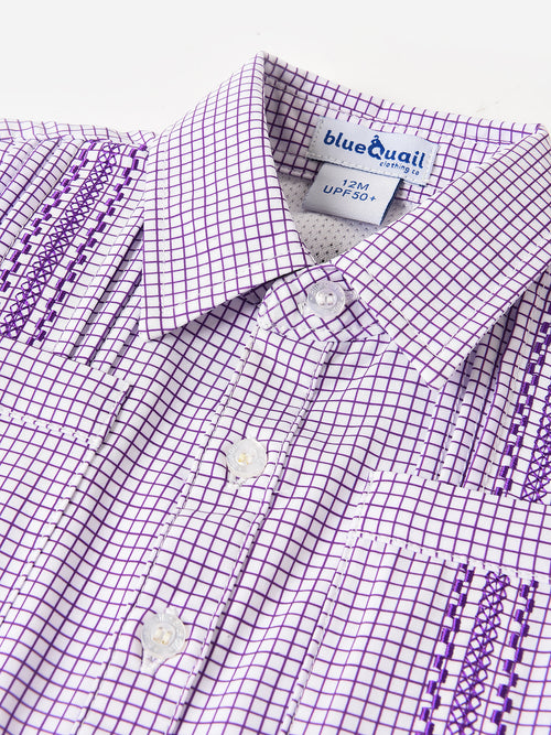 Blue Quail Boys' Short Sleeve Guayabera Shirt