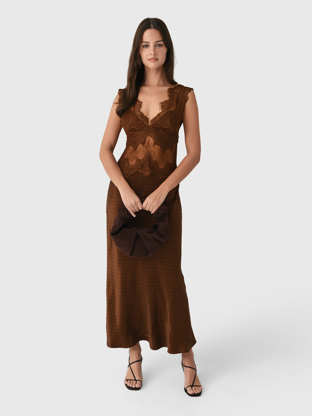 Third Form Women's Visions Lace Deep V Maxi Dress - Saint Bernard