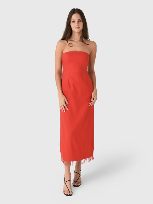 Third Form Women's Flame Linen Strapless Dress