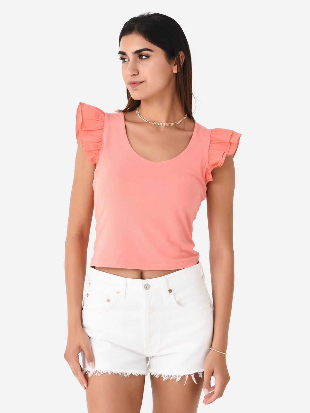 English Factory Women's Ruffle Sleeve Tank Top - Saint Bernard