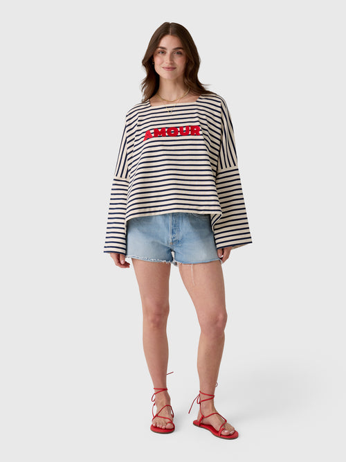 Les Vacances d'Irina Women's Embroidered Mariniére Top