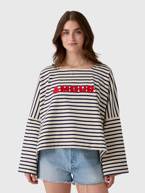 Les Vacances d'Irina Women's Embroidered Mariniére Top