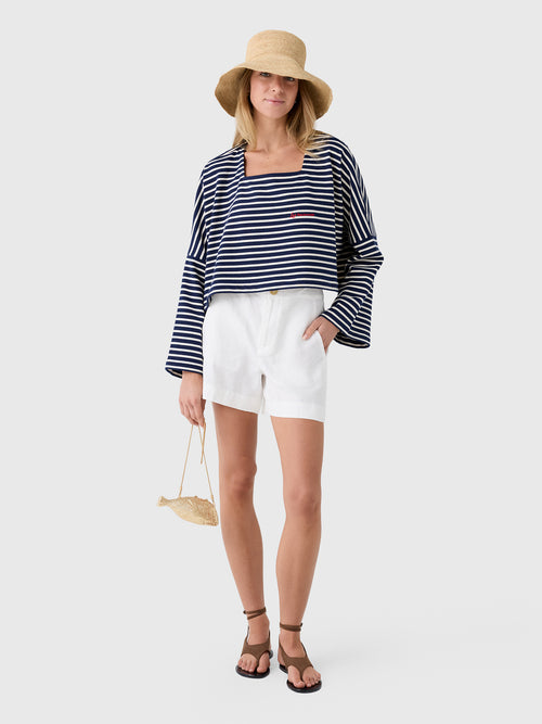 Les Vacances d'Irina Women's Embroidered Mariniére Crop Top