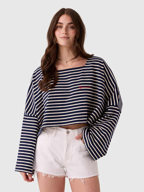 Les Vacances d'Irina Women's Embroidered Mariniére Crop Top