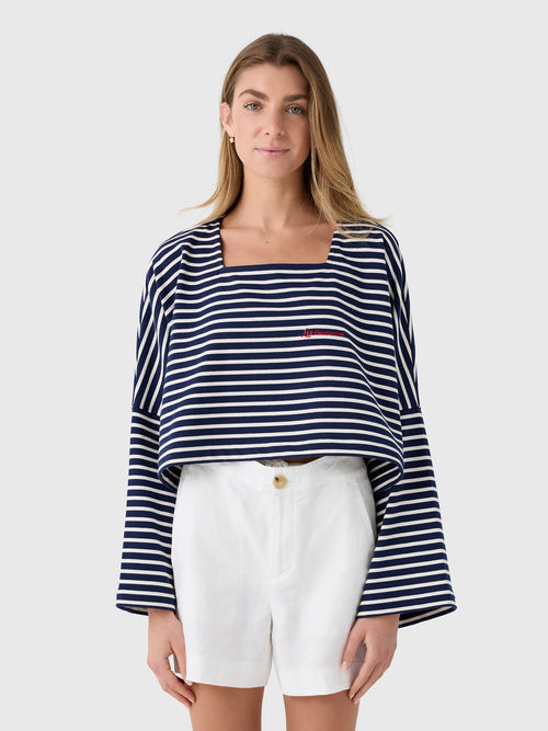 Les Vacances d'Irina Women's Embroidered Mariniére Crop Top