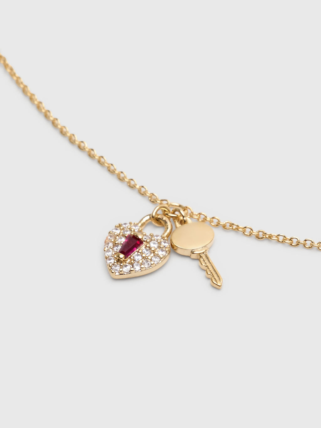TAI Heart Lock & Key Pavé Necklace - Saint Bernard