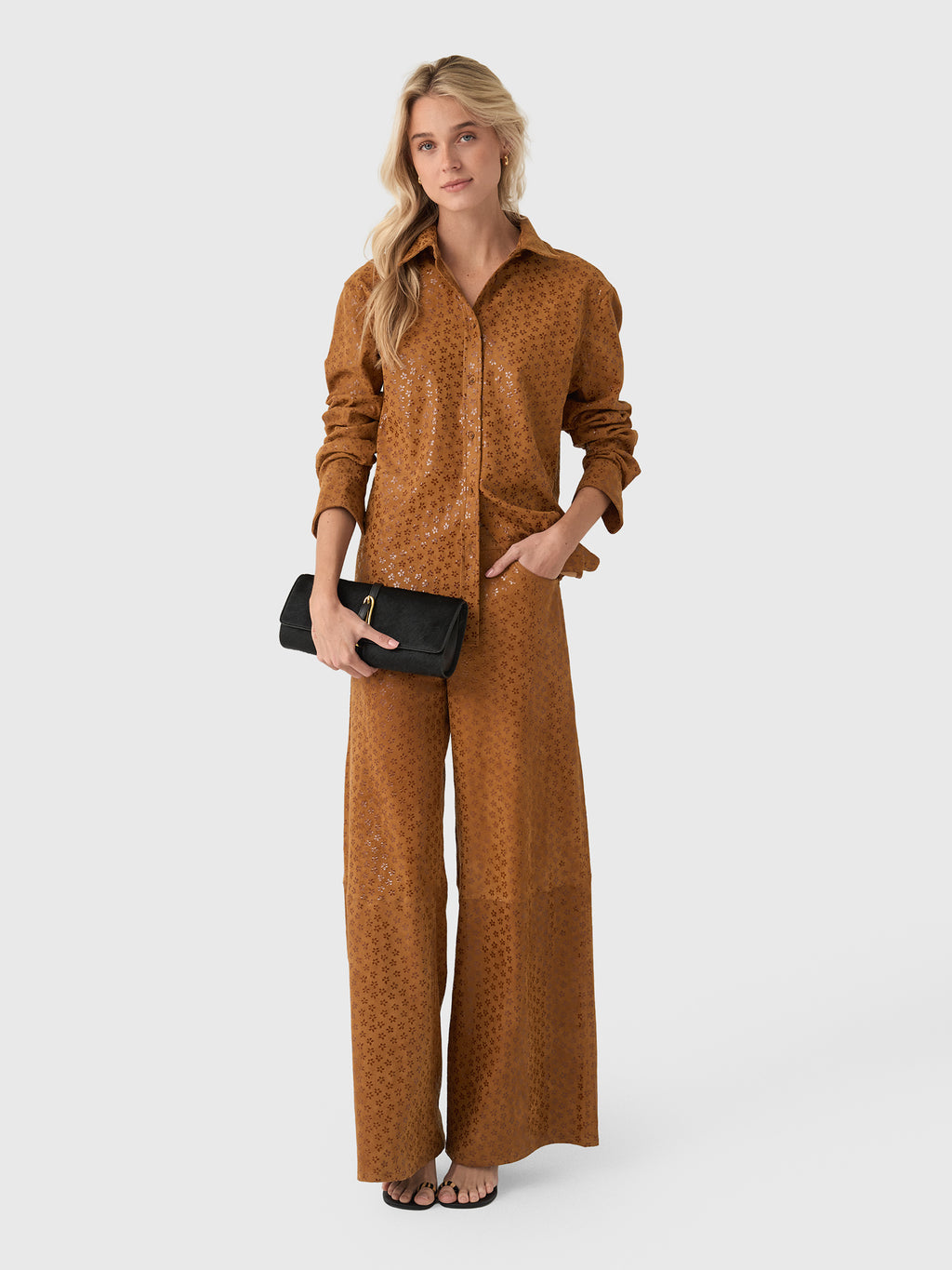 SPRWMN Women's Suede Elise Button-Down Shirt - Saint Bernard