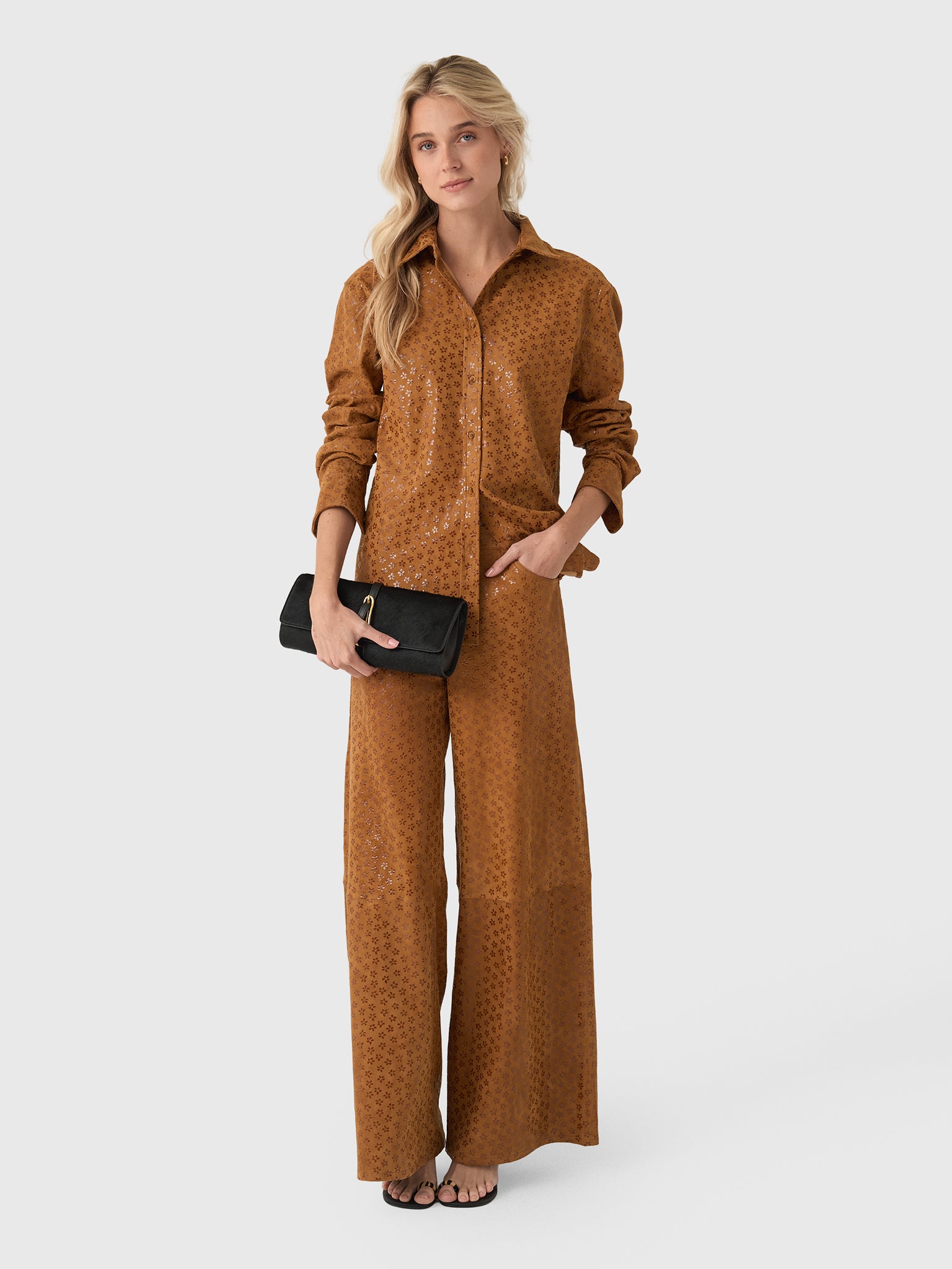 SPRWMN Women's Suede Elise Button-Down Shirt - Saint Bernard
