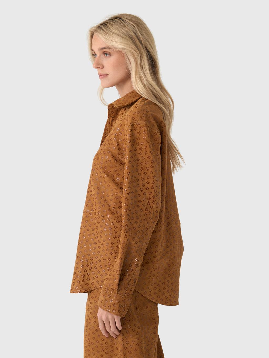 SPRWMN Women's Suede Elise Button-Down Shirt - Saint Bernard