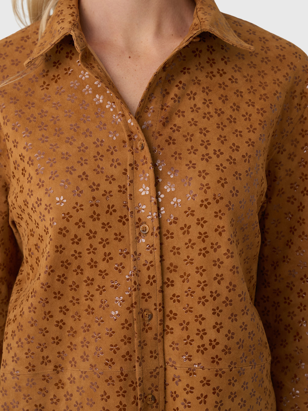 SPRWMN Women's Suede Elise Button-Down Shirt - Saint Bernard