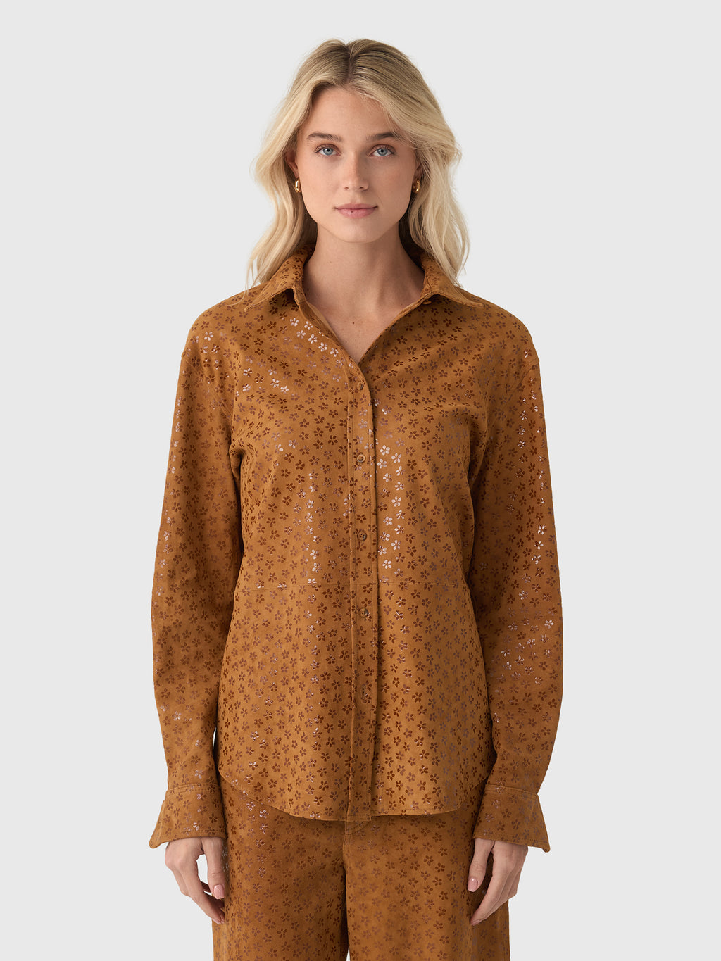 SPRWMN Women's Suede Elise Button-Down Shirt - Saint Bernard