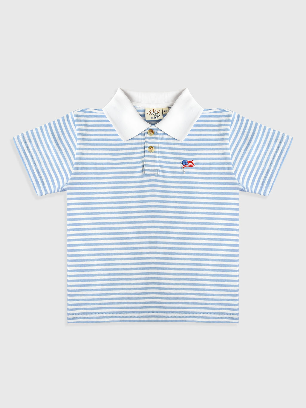 Luigi Boys' Short Sleeve Stripe Flag Polo - Saint Bernard