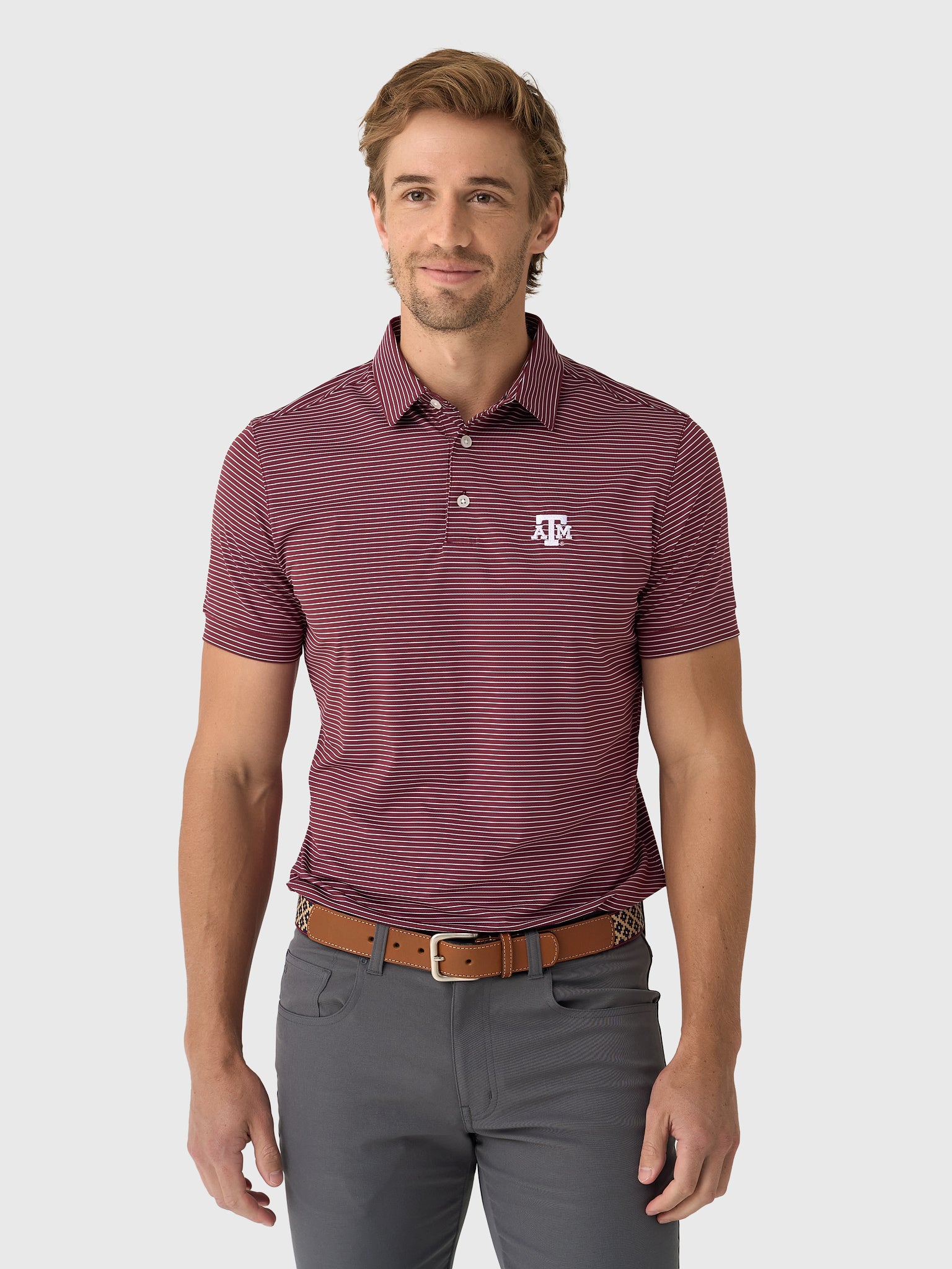 Mizzen+Main Men's Texas A&M University Trim Versa Polo - Saint Bernard