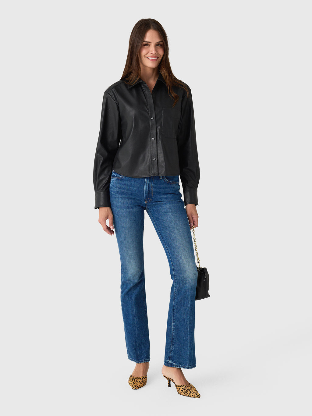 Brochu Walker Women's The Everyday Cropped Vegan Leather Shirt