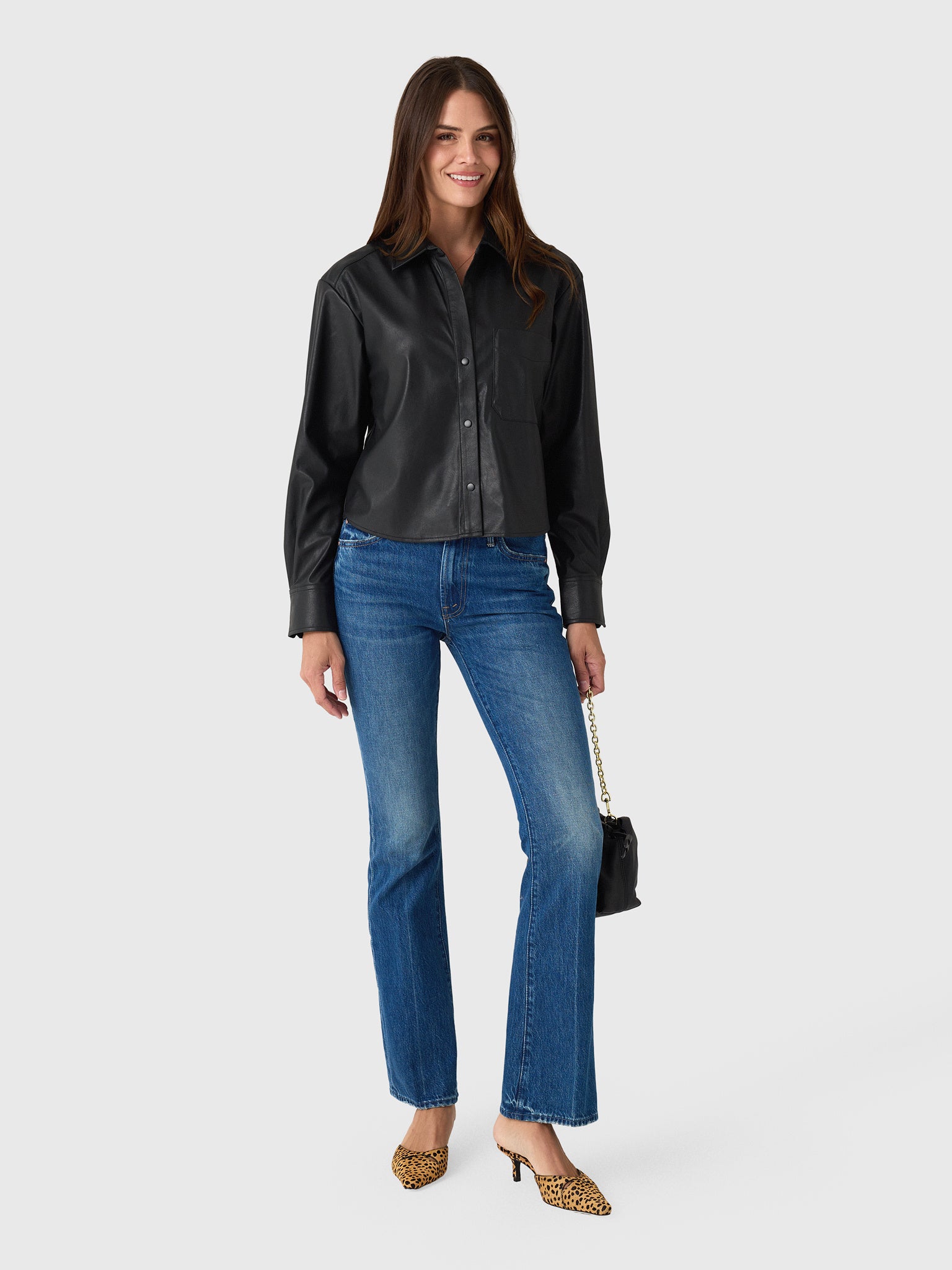 Brochu Walker Women's The Everyday Cropped Vegan Leather Shirt