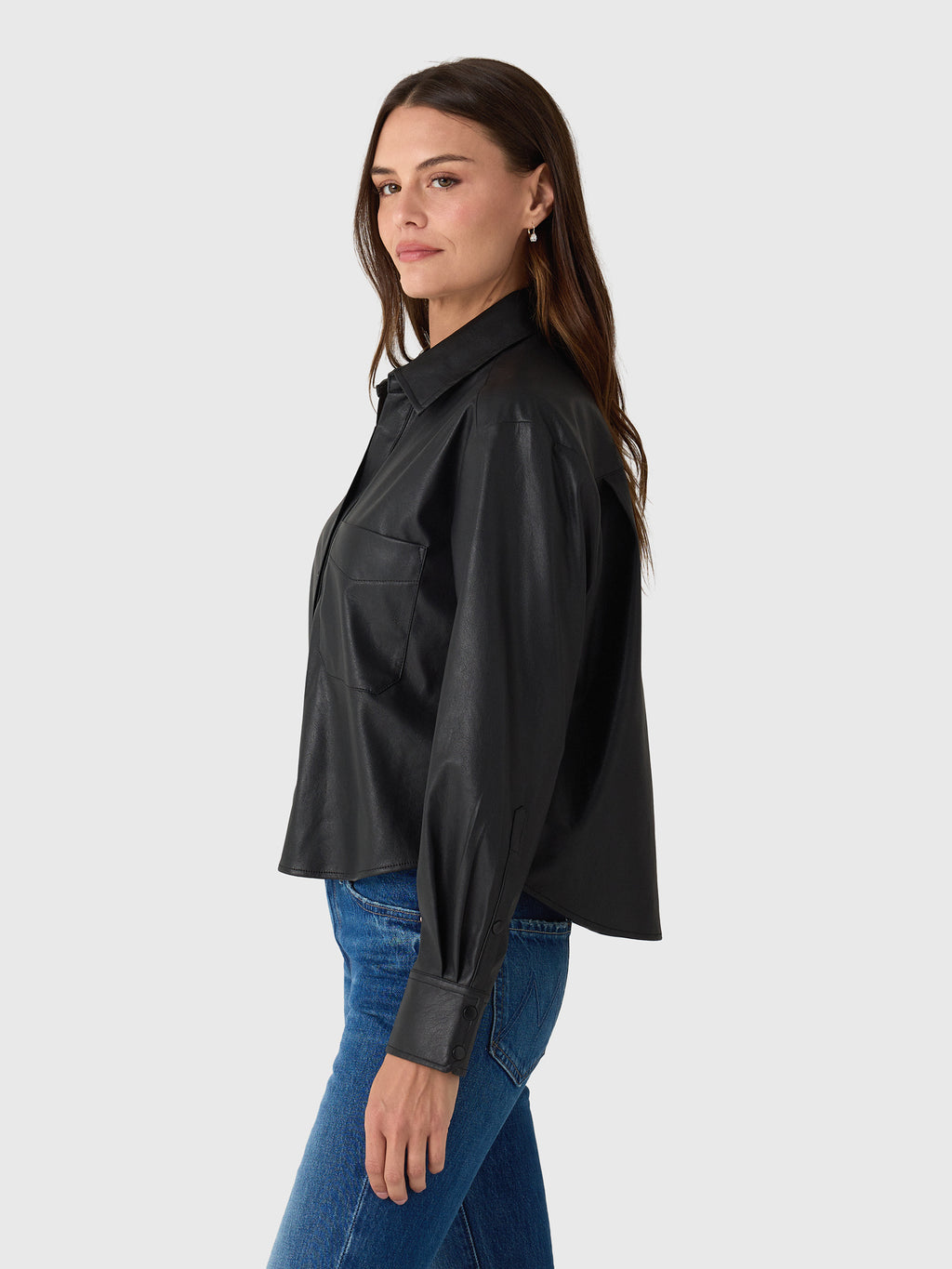 Brochu Walker Women's The Everyday Cropped Vegan Leather Shirt