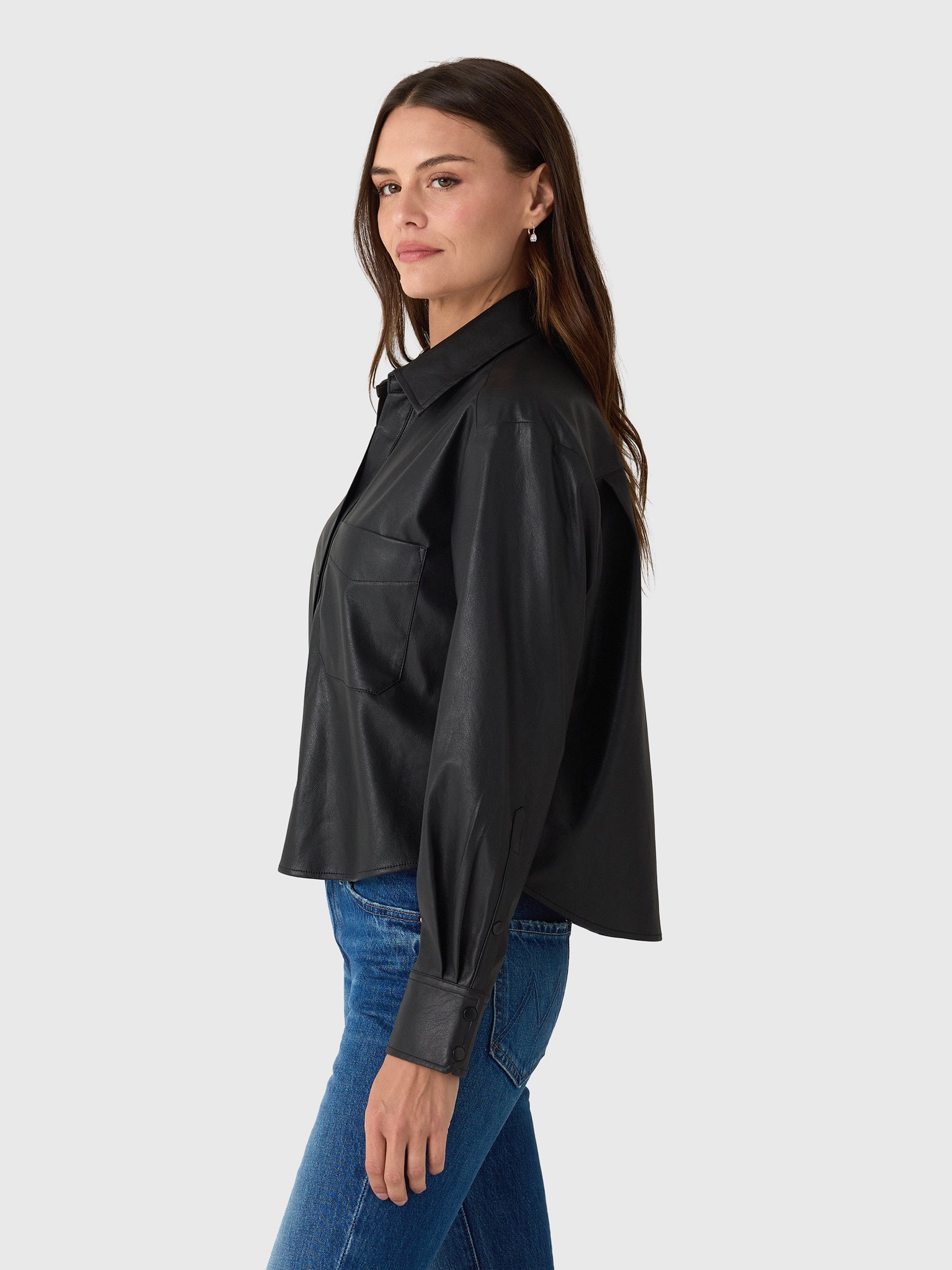 Brochu Walker Women's The Everyday Cropped Vegan Leather Shirt