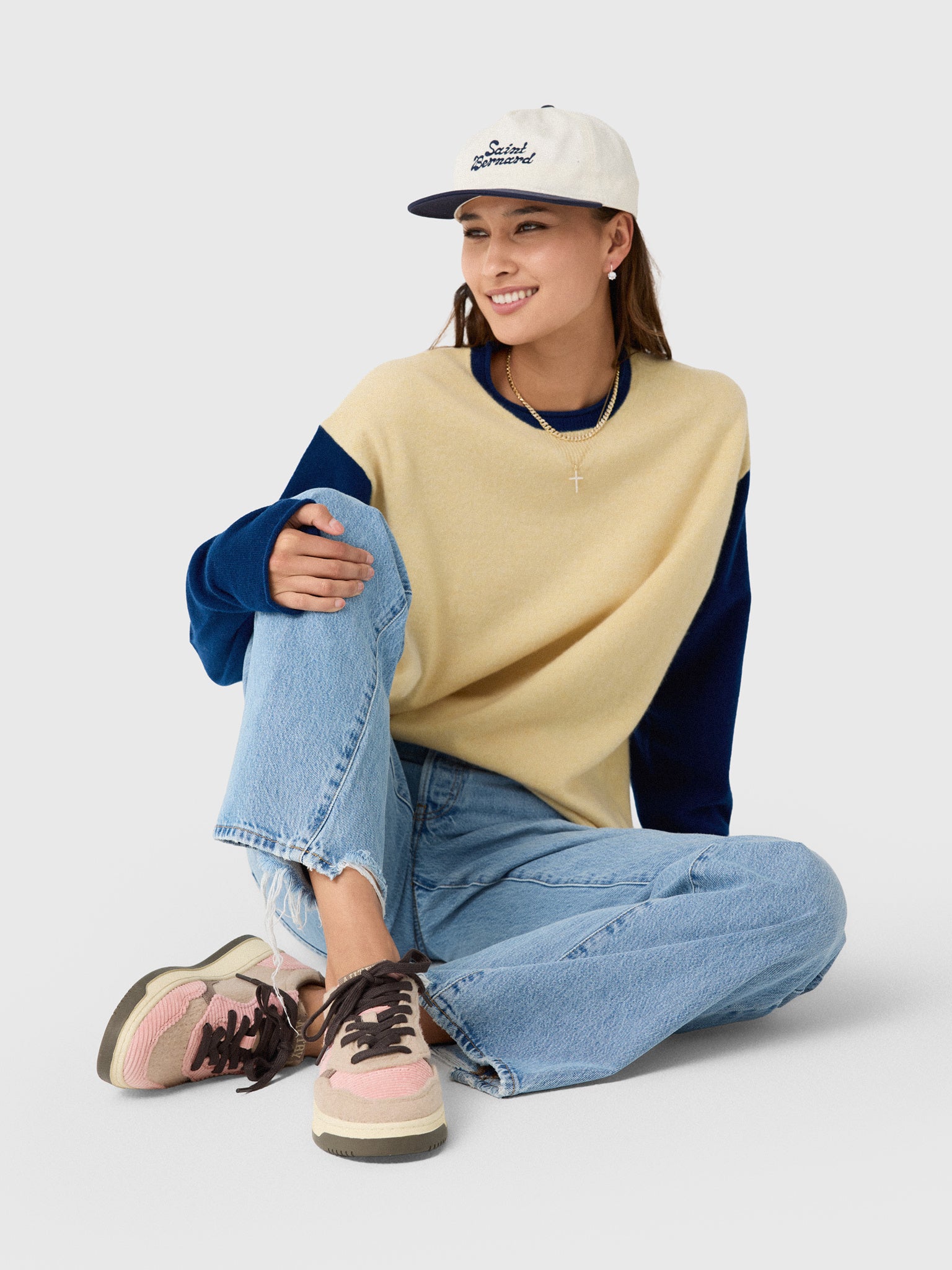 Guest In Residence Women's Baseball Oversized Crew Sweater - Saint Bernard