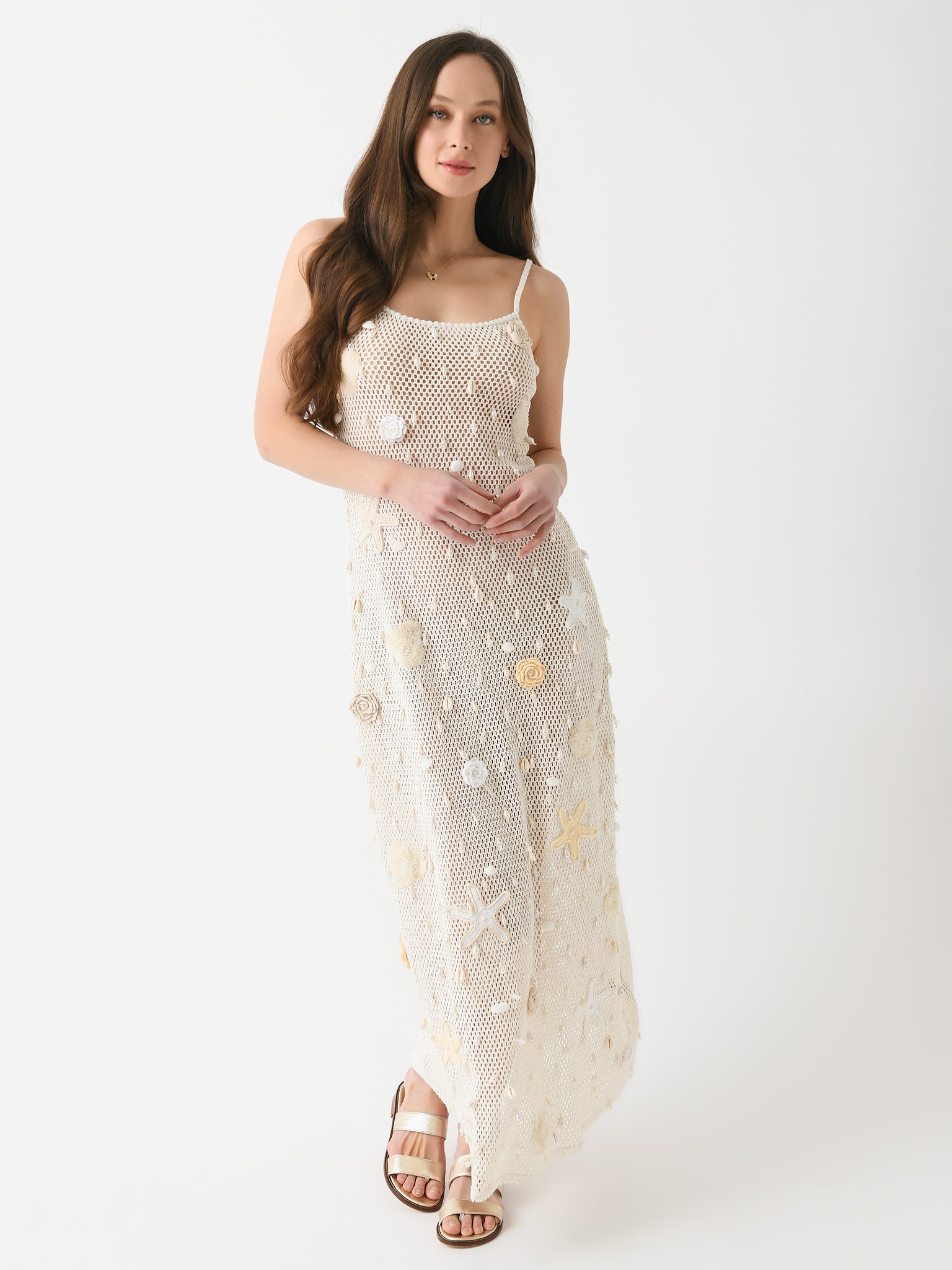 women's seashell dress Charlotte relaxed 100% cotton with a silky Leslie Amon Women's Treasure Shell