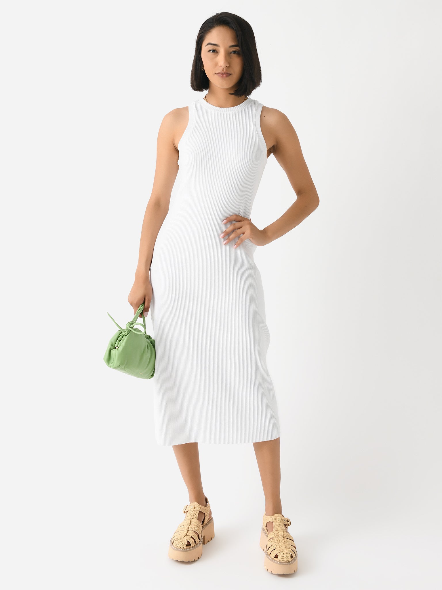 Vince Women's Ribbed High-Neck Tank Dress Saint Bernard Vince Women's Ribbed High-Neck Tank Dress Saint Bernard