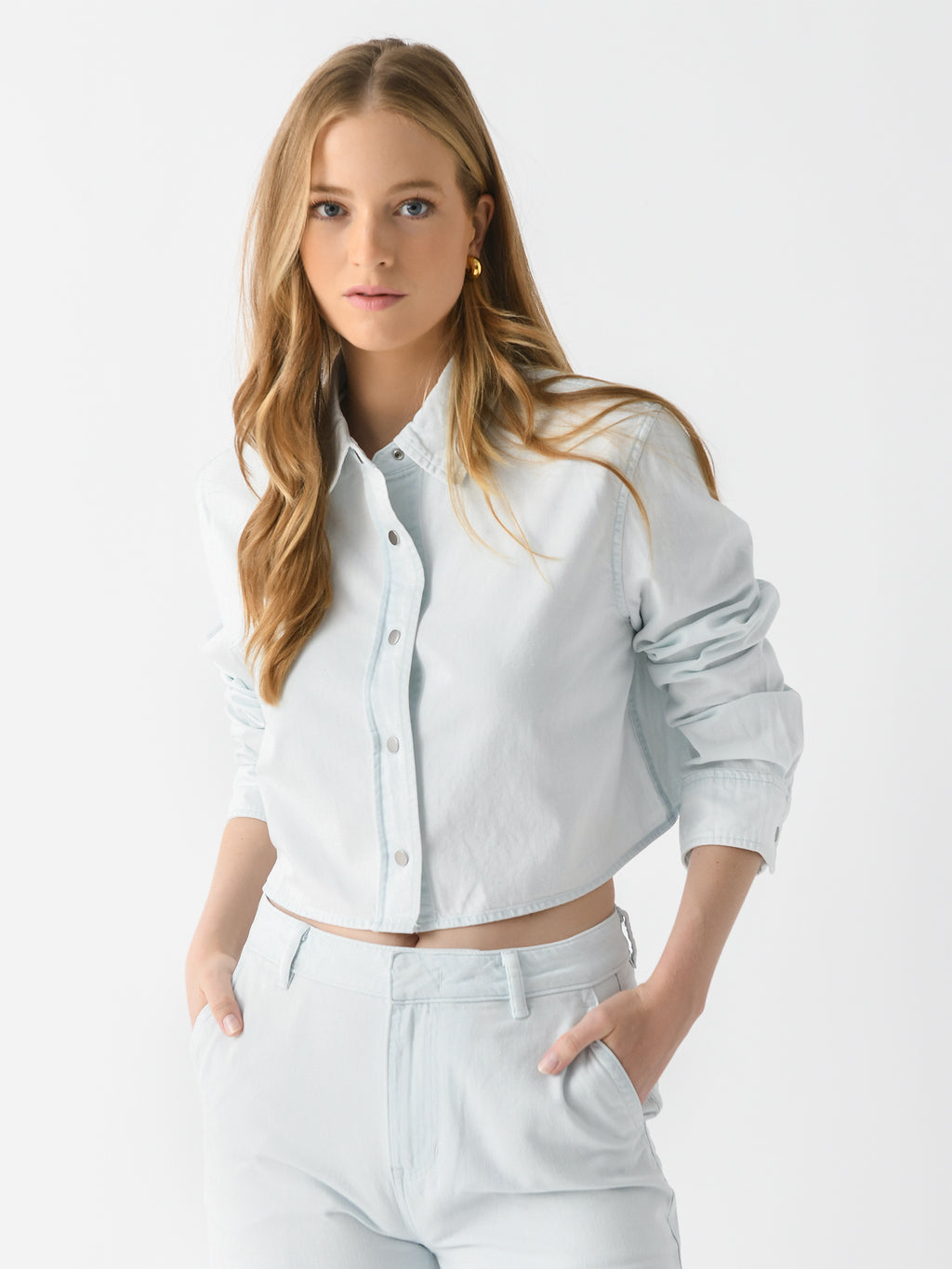 Vince Women's Cotton Twill Cropped Shirt - Saint Bernard