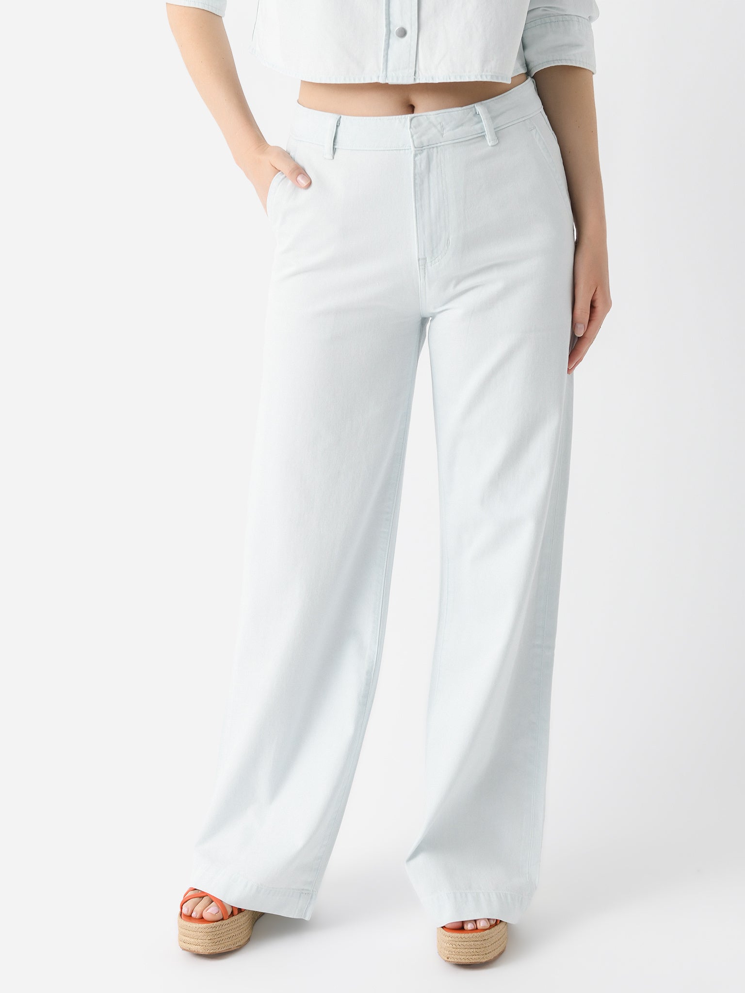 Vince Women's Washed Cotton Wide-Leg Trouser - Saint Bernard