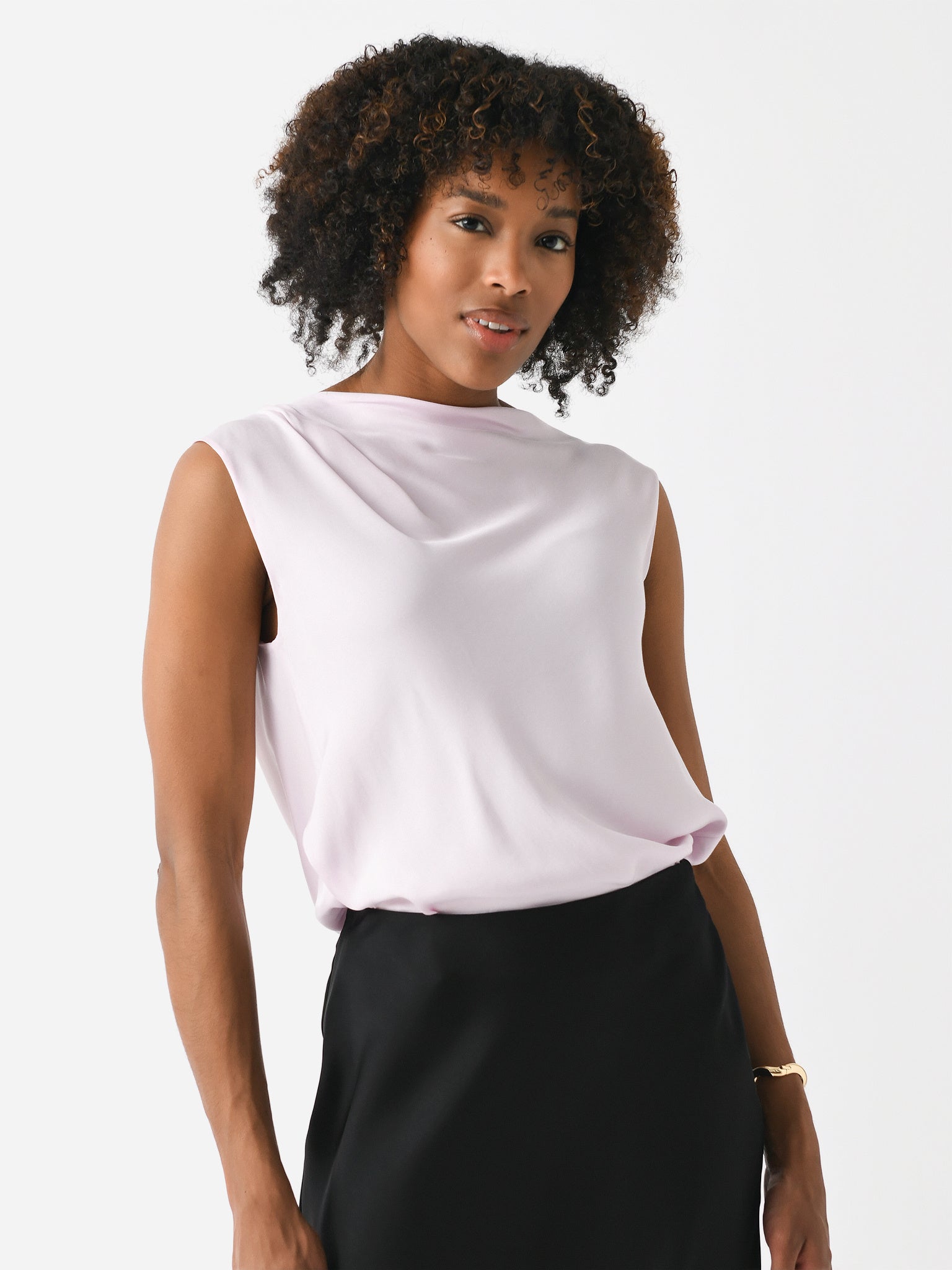 Vince Women's Silk-Blend Asymmetric Draped Cap-Sleeve Blouse - Saint Bernard