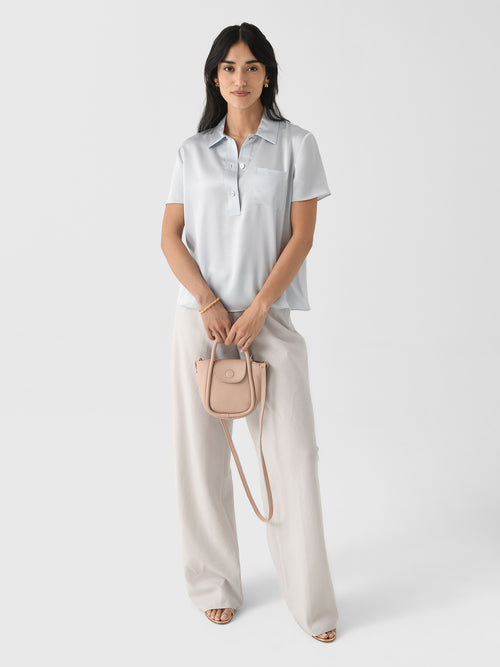 Vince Women's Silk Short-Sleeve Polo Shirt