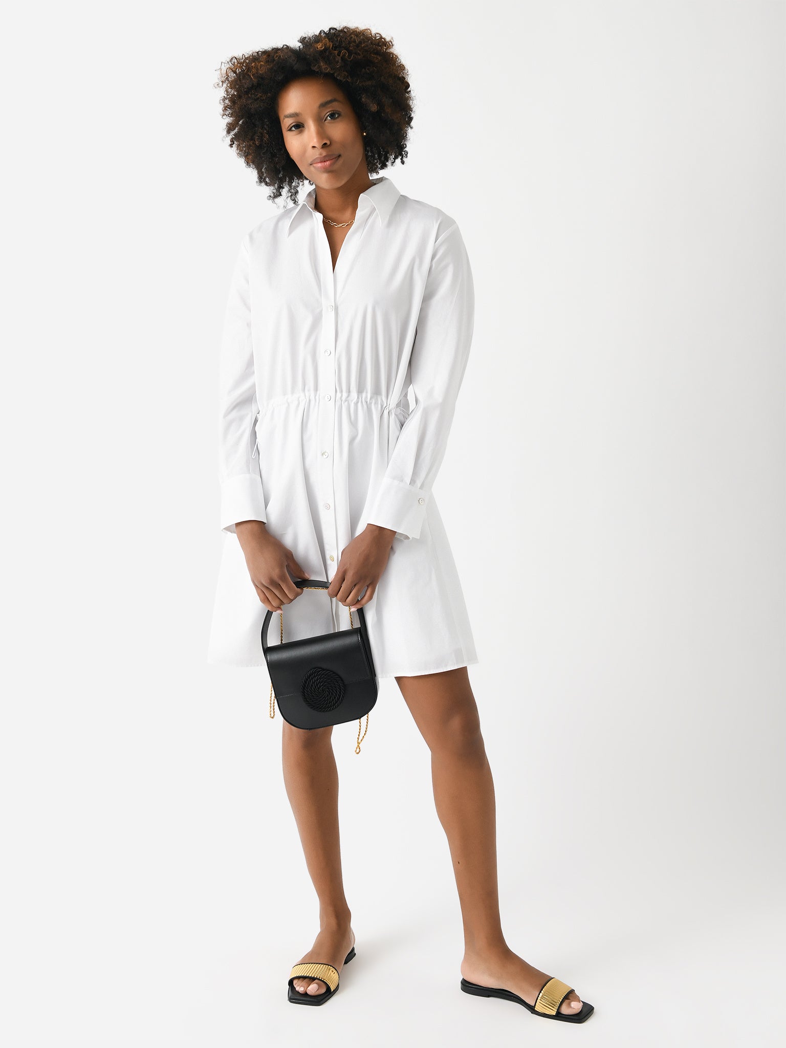 Vince Women's Cotton Drawcord Ruched Shirt Dress
