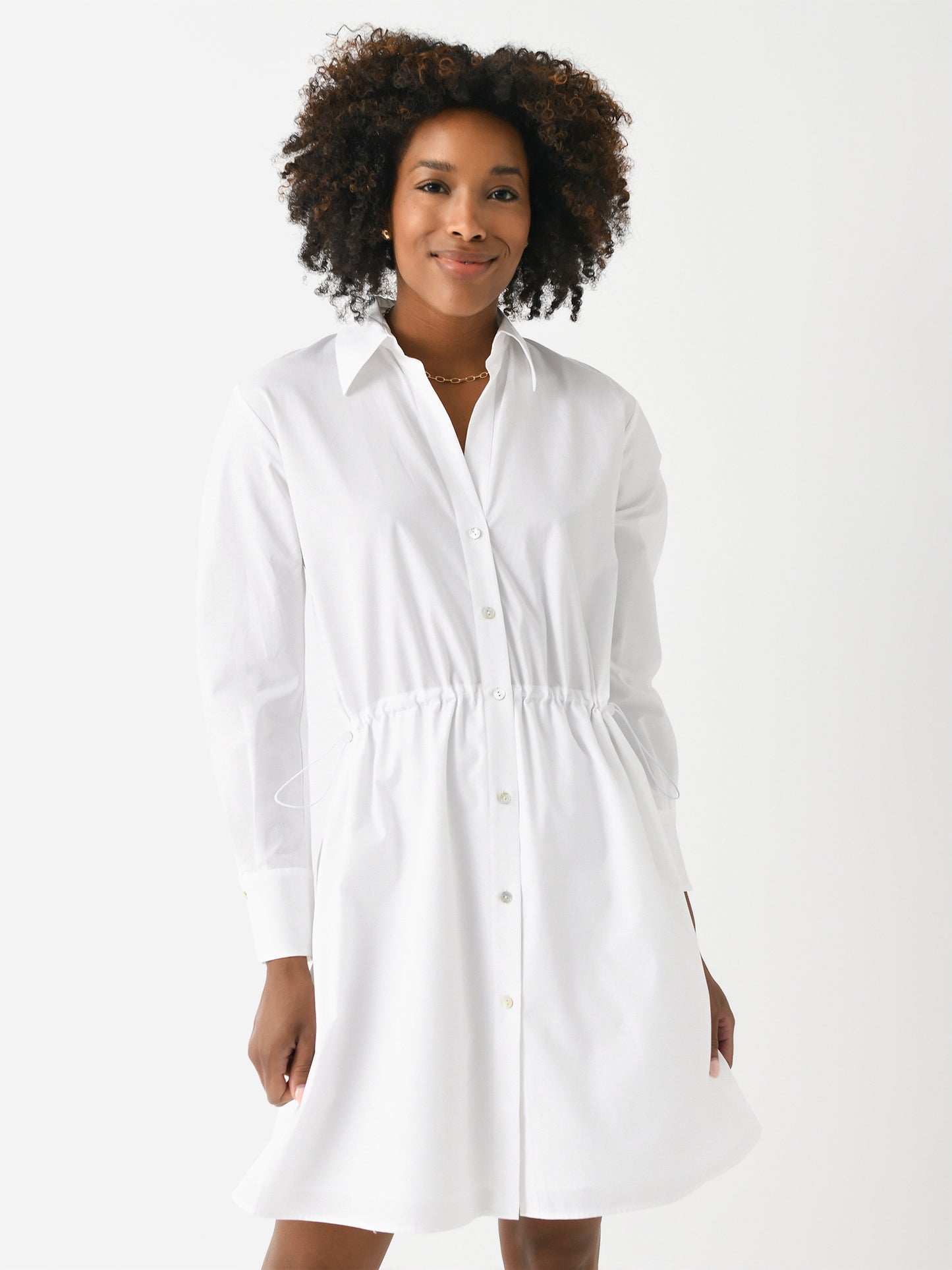 Vince Women's Cotton Drawcord Ruched Shirt Dress - Saint Bernard