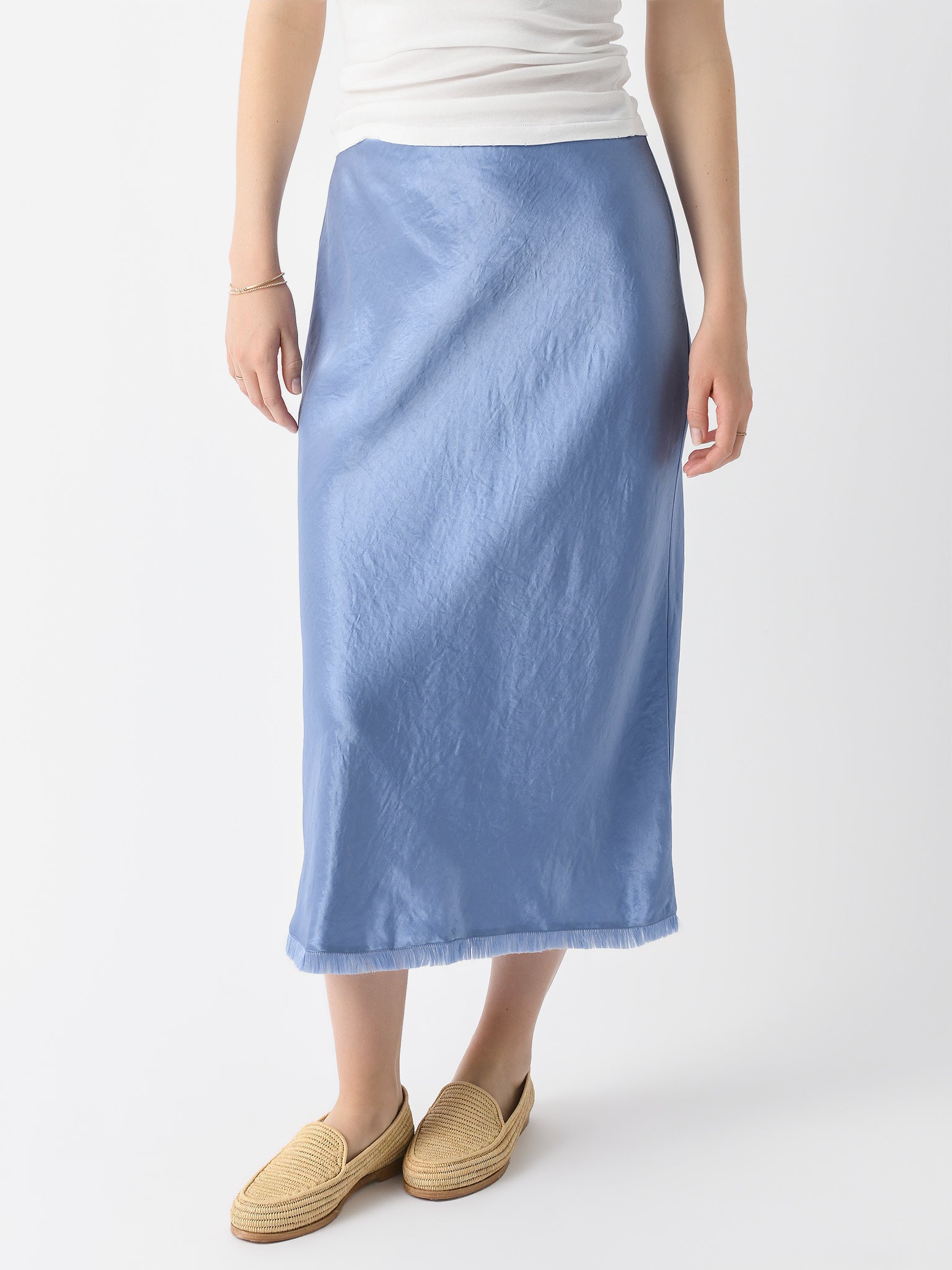 Vince Women's Satin Frayed-Edge Bias Skirt - Saint Bernard