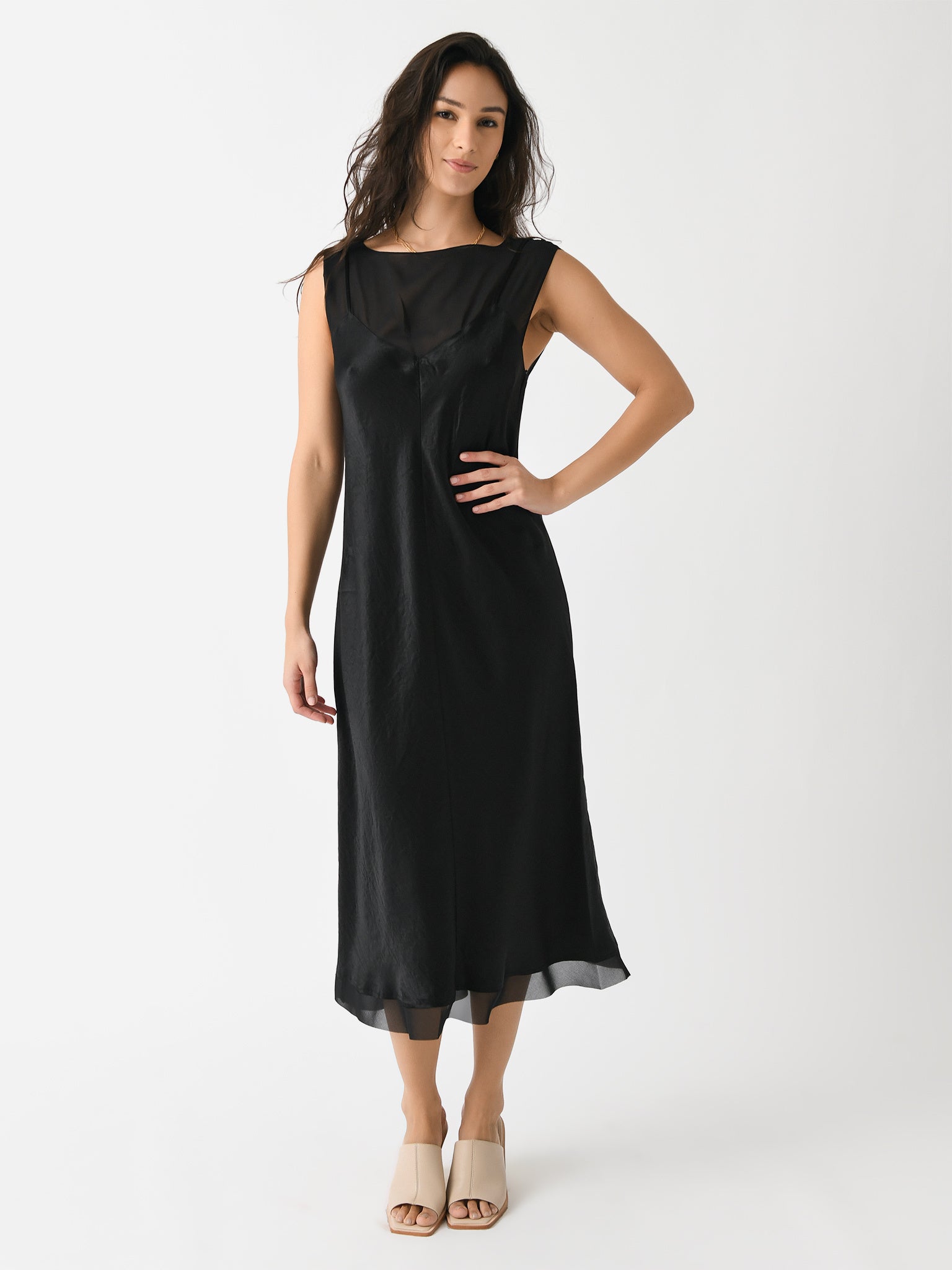 Vince Women's Chiffon-Layered Satin Slip Dress - Saint Bernard