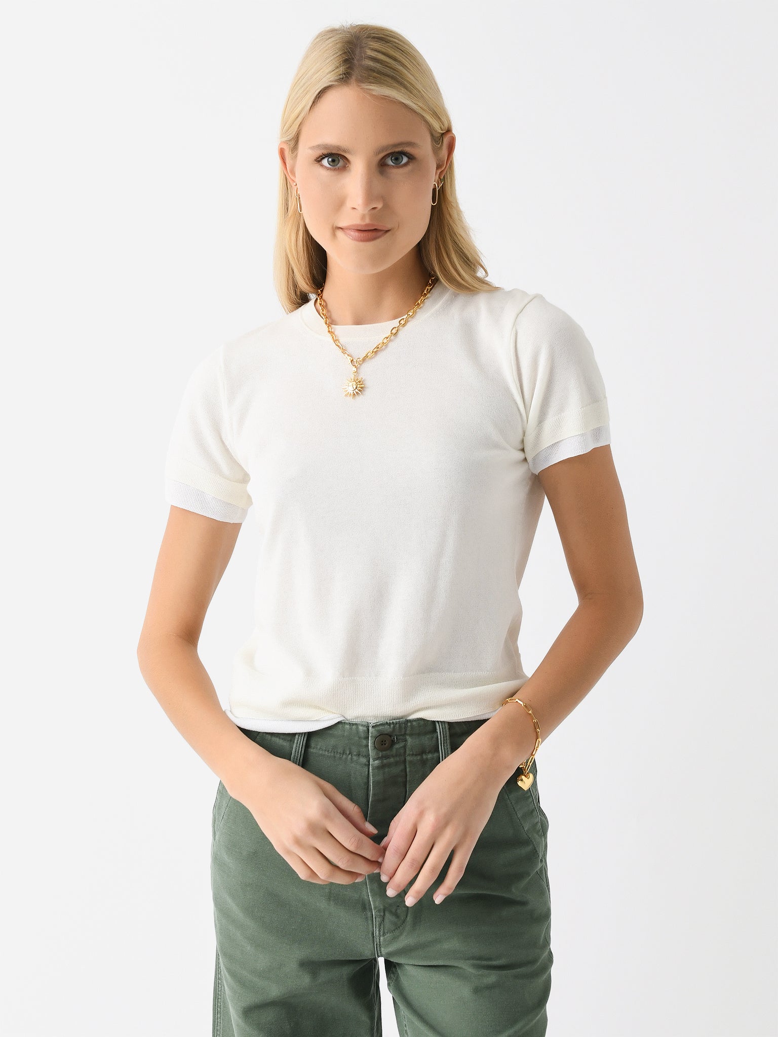 Vince Women's Double-Layer Knit T-Shirt - Saint Bernard