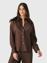 Vince Women's Silk Bias Long-Sleeve Blouse - Saint Bernard