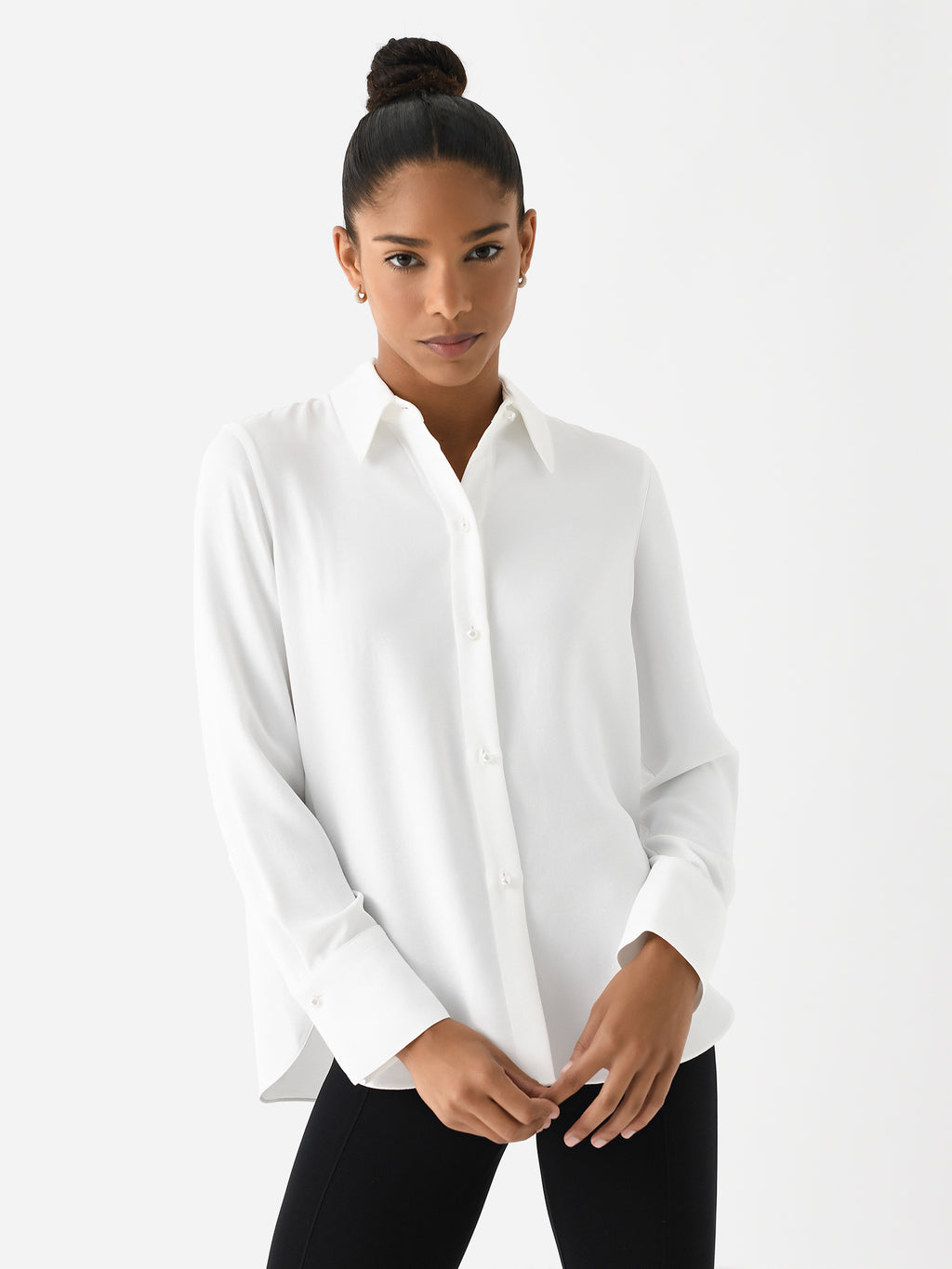 Vince Women's Pearl-Button Long-Sleeve Shirt - Saint Bernard